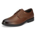 HEEZ Men's Oxford Shoes, Brown Lace Up Dress Oxford Shoes, Comfortable Classic Formal Shoes for Men with Round Toe, Removable Rebounded Insole, Medium Arch Support, Lightweight PU Outsole, Size 7