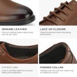 HEEZ Men's Oxford Shoes, Brown Lace Up Dress Oxford Shoes, Comfortable Classic Formal Shoes for Men with Round Toe, Removable Rebounded Insole, Medium Arch Support, Lightweight PU Outsole, Size 7