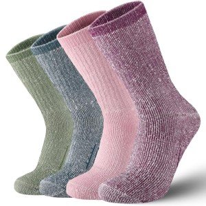 4 Pairs Wool Socks for Women Men- Warm Winter Cozy Merino Wool Socks, Thick Knit Thermal Hiking Socks Boot Socks Crew Socks for Men Women