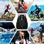 ZIXKUB Basketball Backpack, Soccer Bag with Ball Compartment/Separate Shoe Bag/Wet Pocket, Sports Drawstring Backpack for Men Women, Large Water Resistant Draw String Back Bag Gym Bag for Swim（Black）