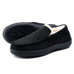 Honalika Men's Fuzzy Moccasin House Slippers Memory Foam, Cozy Mens Fluffy Warm Indoor Slippers Closed Back For Winter, Non-Slip Soft Comfy Fur lined Bedroom Slippers for Men
