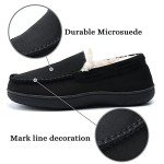 Honalika Men's Fuzzy Moccasin House Slippers Memory Foam, Cozy Mens Fluffy Warm Indoor Slippers Closed Back For Winter, Non-Slip Soft Comfy Fur lined Bedroom Slippers for Men