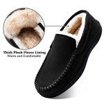 Honalika Men's Fuzzy Moccasin House Slippers Memory Foam, Cozy Mens Fluffy Warm Indoor Slippers Closed Back For Winter, Non-Slip Soft Comfy Fur lined Bedroom Slippers for Men