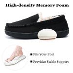 Honalika Men's Fuzzy Moccasin House Slippers Memory Foam, Cozy Mens Fluffy Warm Indoor Slippers Closed Back For Winter, Non-Slip Soft Comfy Fur lined Bedroom Slippers for Men