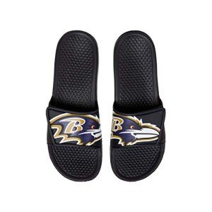 FOCO NFL Baltimore Ravens Mens Cropped Big Logo Shower Sport Flip Flops Sandals SlidesCropped Big Logo Shower Sport Flip Flops Sandals Slides, Big Logo, XL - 13/14