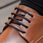 Stepace 1/8" Waxed Round Shoe Laces, [2 Pair] Oxford Shoelaces for Boots and Dress Shoes Black-86