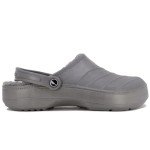 Nautica Men's Clogs -Warm Sandal - Fuzzy Slippers Slip-On With Adjustable Back Strap With Faux Fur - Classic Lined Clog Sports Winter Shoe-River Coast Cozy-Grey Size-10