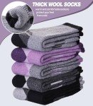 DYW Womens Merino Wool Hiking Socks Thermal Warm Winter Boot Crew Socks Cushion Work Walking Gift Socks 5 Pairs （5 Pairs Color Mix A,Large）