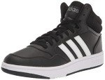 adidas Hoops 3.0 Mid Top Basketball Shoe, Black/White/Grey, 5 US Unisex Big Kid