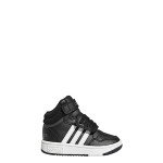 adidas Hoops 3.0 Mid Top Basketball Shoe, Black/White/Grey, 5 US Unisex Big Kid