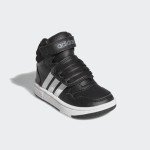 adidas Hoops 3.0 Mid Top Basketball Shoe, Black/White/Grey, 5 US Unisex Big Kid