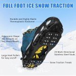 Ice Cleats for Shoes and Boots Non Slip Ice Gripper Crampons for Women Men Kids 24 Studs Universal Snow Cleats with Adjustable Straps for Hiking Climbing Ice Fishing