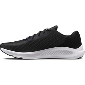 Under Armour Men's Charged Pursuit 3 Running Shoe, Black (001)/White, 12 X-Wide