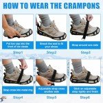 Ice Cleats for Shoes and Boots Non Slip Ice Gripper Crampons for Women Men Kids 24 Studs Universal Snow Cleats with Adjustable Straps for Hiking Climbing Ice Fishing