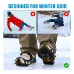 Ice Cleats for Shoes and Boots Non Slip Ice Gripper Crampons for Women Men Kids 24 Studs Universal Snow Cleats with Adjustable Straps for Hiking Climbing Ice Fishing