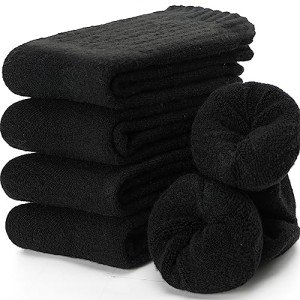 EBMORE Merino Wool Socks for Men Winter Thermal Warm Thick Hiking Boot Heavy Valentines Day Gifts for Him Stocking Stuffers Soft Cozy Socks for Cold Weather 5 Pack(Classic Black(5 Pairs))