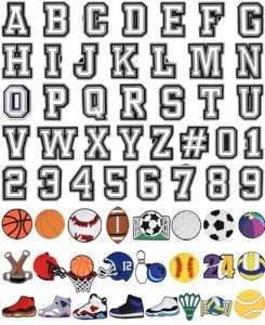 BOWNDY 60pcs Letters Numbers and Sports Charms for Croc Clog Shoe Decoration, Basketball Baseball Hockey Softball Soccer Football Gift for Shoe & Bracelet Wristband Party Gifts