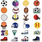 BOWNDY 60pcs Letters Numbers and Sports Charms for Croc Clog Shoe Decoration, Basketball Baseball Hockey Softball Soccer Football Gift for Shoe & Bracelet Wristband Party Gifts