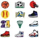BOWNDY 60pcs Letters Numbers and Sports Charms for Croc Clog Shoe Decoration, Basketball Baseball Hockey Softball Soccer Football Gift for Shoe & Bracelet Wristband Party Gifts