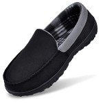 MIXIN Slippers for Men House Shoes Moccasin with Comfortable Memory Foam Indoor Outdoor black grey 10.5