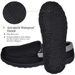 MIXIN Slippers for Men House Shoes Moccasin with Comfortable Memory Foam Indoor Outdoor black grey 10.5