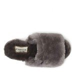 Dearfoams Women's Fireside Cairns Shearling Easy on/Off Slide Sandal Slipper, Grey, 8