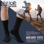 EBMORE Merino Wool Socks for Men Winter Thermal Warm Thick Hiking Boot Heavy Valentines Day Gifts for Him Stocking Stuffers Soft Cozy Socks for Cold Weather 5 Pack(Classic Black(5 Pairs))