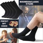 EBMORE Merino Wool Socks for Men Winter Thermal Warm Thick Hiking Boot Heavy Valentines Day Gifts for Him Stocking Stuffers Soft Cozy Socks for Cold Weather 5 Pack(Classic Black(5 Pairs))