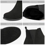 DREAM PAIRS Women's Ankle Boots Chunky Low Heel Chelsea Booties Slip On Elastic Fall Short Boots,Size 11,Black,Isabella-2
