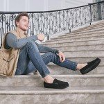 HomeTop Men's House Slippers Memory Foam Shoes Moccasins Style Indoor Outdoor Classic Breathable Premium Microsuede Washable Slippers Black, 9 US