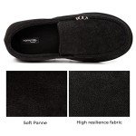 HomeTop Men's House Slippers Memory Foam Shoes Moccasins Style Indoor Outdoor Classic Breathable Premium Microsuede Washable Slippers Black, 9 US