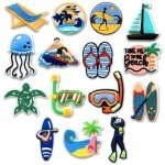 Qimbytar 15Pcs Summer Sports Shoe Charms Fit for Clog Sandals Decoration, Beach Shoe Charms for Party Favor