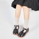 Kiderence Toddler Girls Mary Jane Dress Shoes Little Girls School Oxford Black Flats Size 9