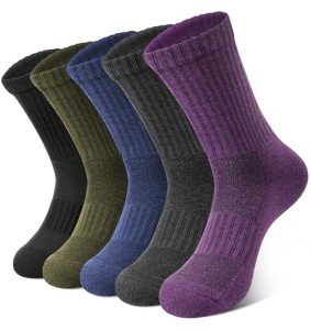 YSense 5 Pairs Merino Wool Socks for Women Winter Thick Hiking Socks Cozy Warm Socks Boot Socks Cushion Crew Socks