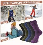 YSense 5 Pairs Merino Wool Socks for Women Winter Thick Hiking Socks Cozy Warm Socks Boot Socks Cushion Crew Socks