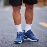 FitVille Wide Width Walking Sneakers Arch Support Shoes for Men Lifestyle Running Shoes for Wide Feet Cross Training Shoes Flat Wide Toe Trainers Shoes (Majolica Blue, 11.5 Wide)