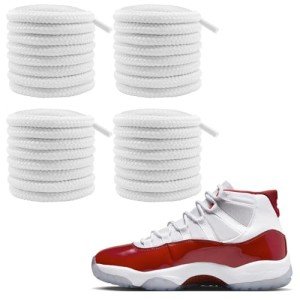 NDTEZUGT 2 Pairs 5mm Basketball Shoe Laces for Jordan 11 Sneakers, Thick Round Heavy Duty Shoelaces Strings Replacement (White,54"/140cm)