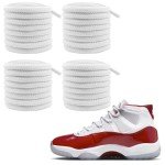 NDTEZUGT 2 Pairs 5mm Basketball Shoe Laces for Jordan 11 Sneakers, Thick Round Heavy Duty Shoelaces Strings Replacement (White,54"/140cm)