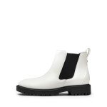 DREAM PAIRS Women's Low Heel Chelsea Ankle Boots Fashion Slip On Elastic Fall Booties Shoes,Size 8,WHITE/BLACK,DAB213