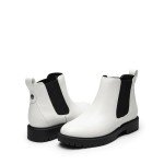 DREAM PAIRS Women's Low Heel Chelsea Ankle Boots Fashion Slip On Elastic Fall Booties Shoes,Size 8,WHITE/BLACK,DAB213