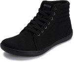 WHITIN Women's High Top Sneakers Barefoot Minimalist Shoes Wide Toe Box Zero Drop Sole Size 9.5W Canvas Training Tenis Fashion Walking Gym All Black 41
