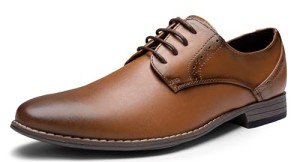 Vostey Men's Dress Shoes Formal Oxford Shoes Classic Lace Up Derby Shoes(B5A099B Polished Brown 10.5)