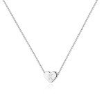PAVOI 14K White Gold Plated Mini Dainty Heart Initial Necklace | Slider Adjustable Necklace - 18" | Letter Necklaces for Women | K Initial