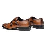Men's Dress Shoes Double Monk Strap Slip on Loafer Buckle Men Oxford Formal Business Casual Comfortable Dress Shoes for Men Brown(A22718-BRNM-40)