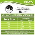 COZIA Merino Wool Socks for Men and Women Warm thermal Boot Hiking Socks 3 Pairs ML