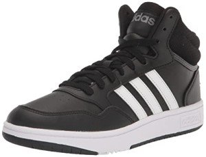 adidas Hoops 3.0 Mid Top Basketball Shoe, Black/White/Grey, 12 US Unisex Little Kid