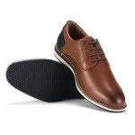 HEEZ Men's Oxford Shoes, Modern Lace Up Dress Shoes, Formal Derby Dress Shoes, Comfortable Business Office Walking Shoes with Cup Toe Removable Rebounded Insole, Anti-Slip TPR Outsole Size 9 Brown