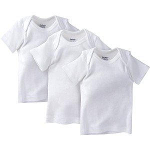 Gerber Baby 3-Pack Short-Sleeve Slip-On Shirts, White, 3-6 Months