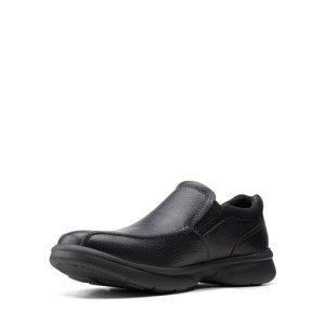 Clarks Men's Bradley Step Loafer, Black Tumbled, 10.5 Wide