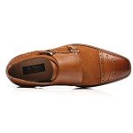La Milano Mens Leather and Suede Double Monk Strap Loafer Dress Shoes